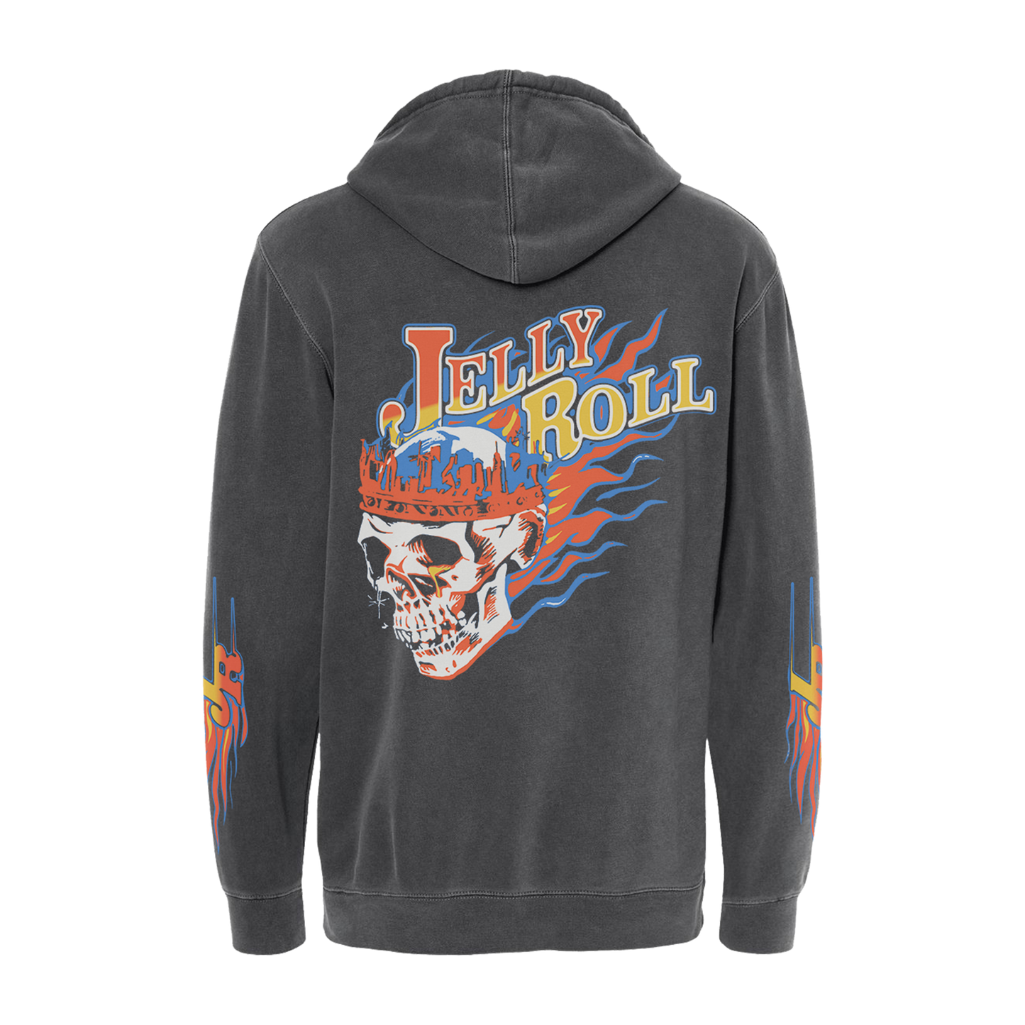 Flame Skull Pigment Black Hoodie - Apparel