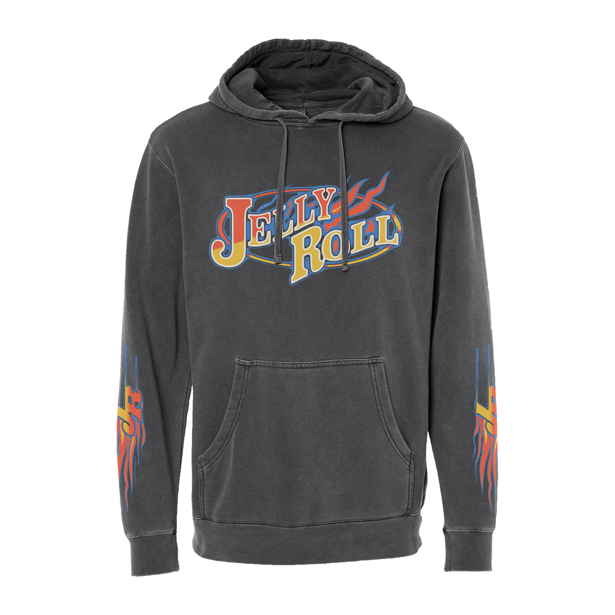 Flame Skull Pigment Black Hoodie - Hoodie