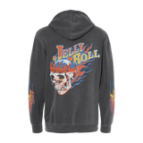 Flame Skull Pigment Black Hoodie - Hoodie
