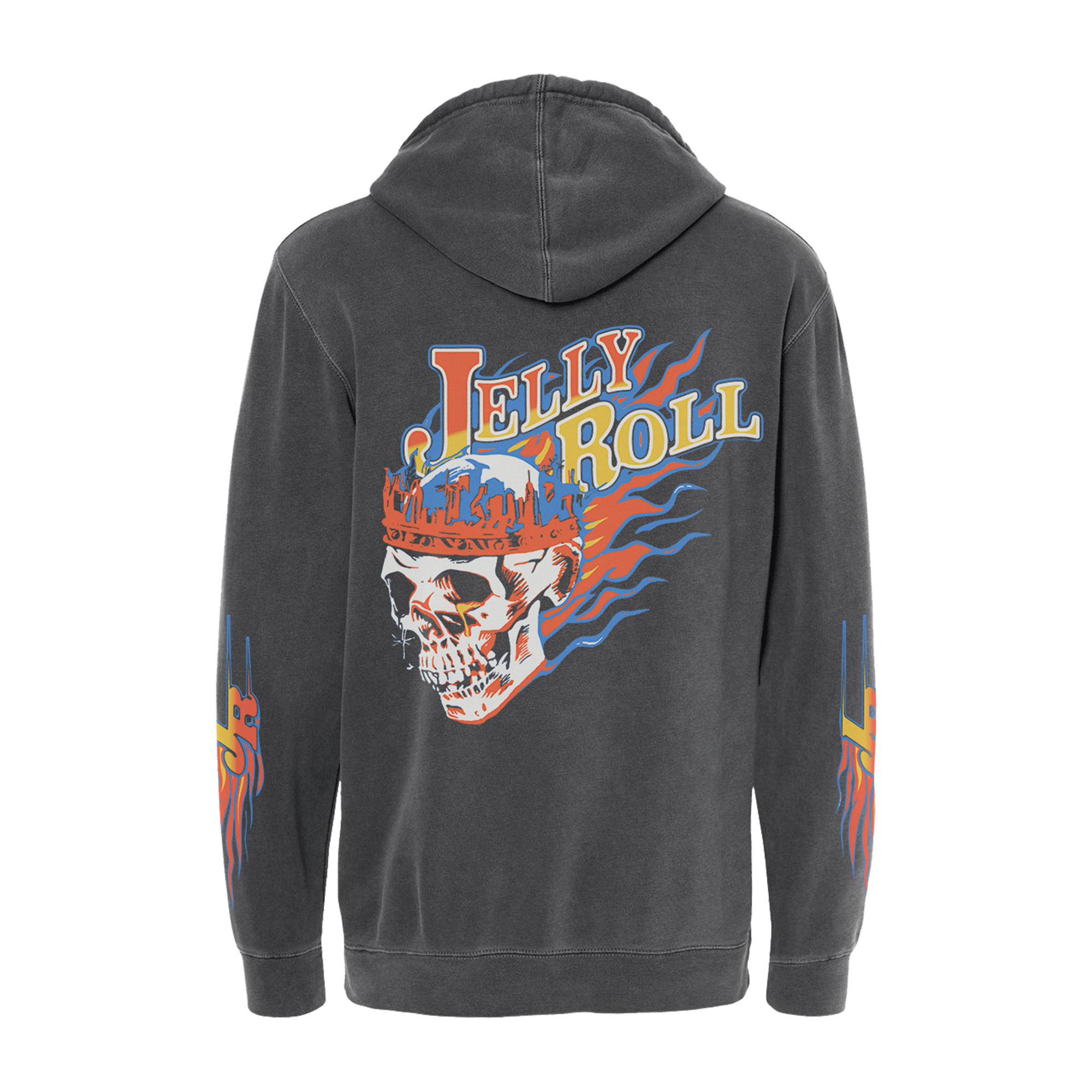 Flame Skull Pigment Black Hoodie - Hoodie