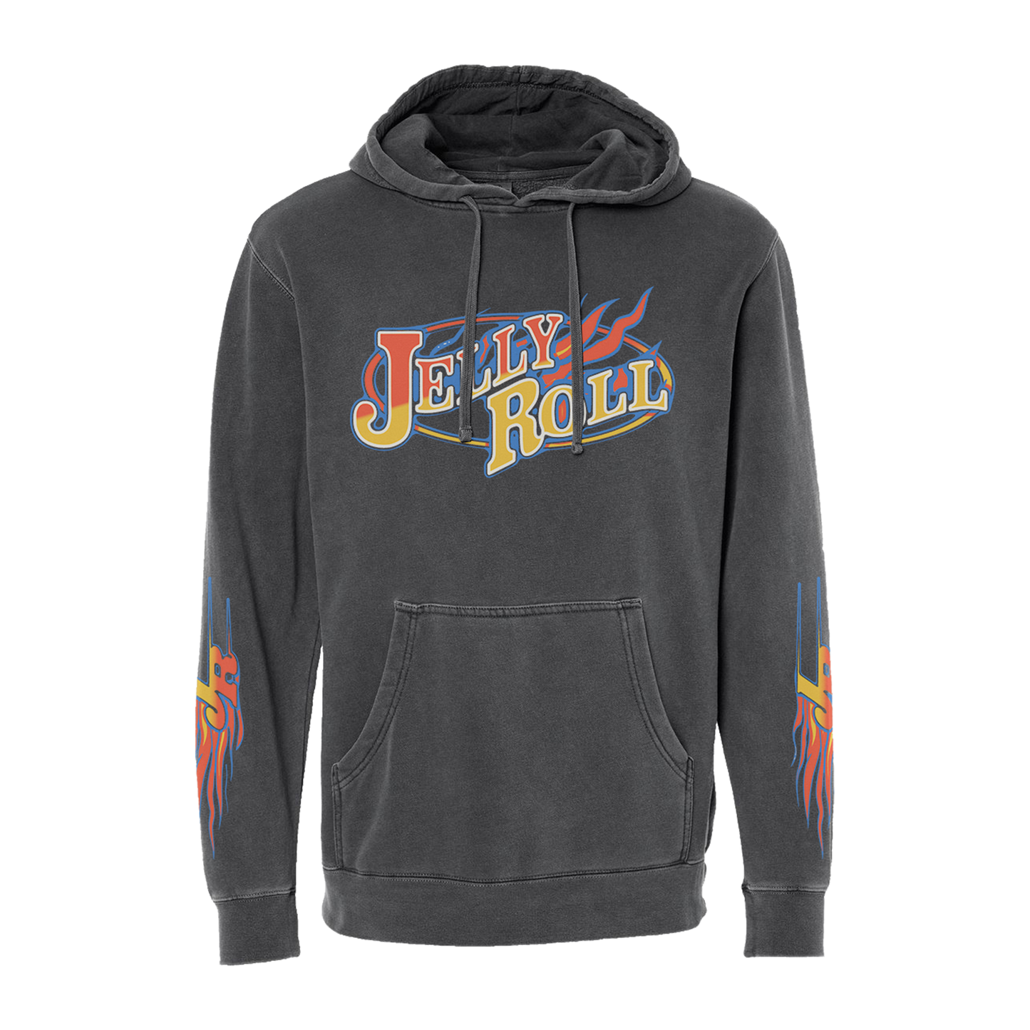 Flame Skull Pigment Black Hoodie - Apparel