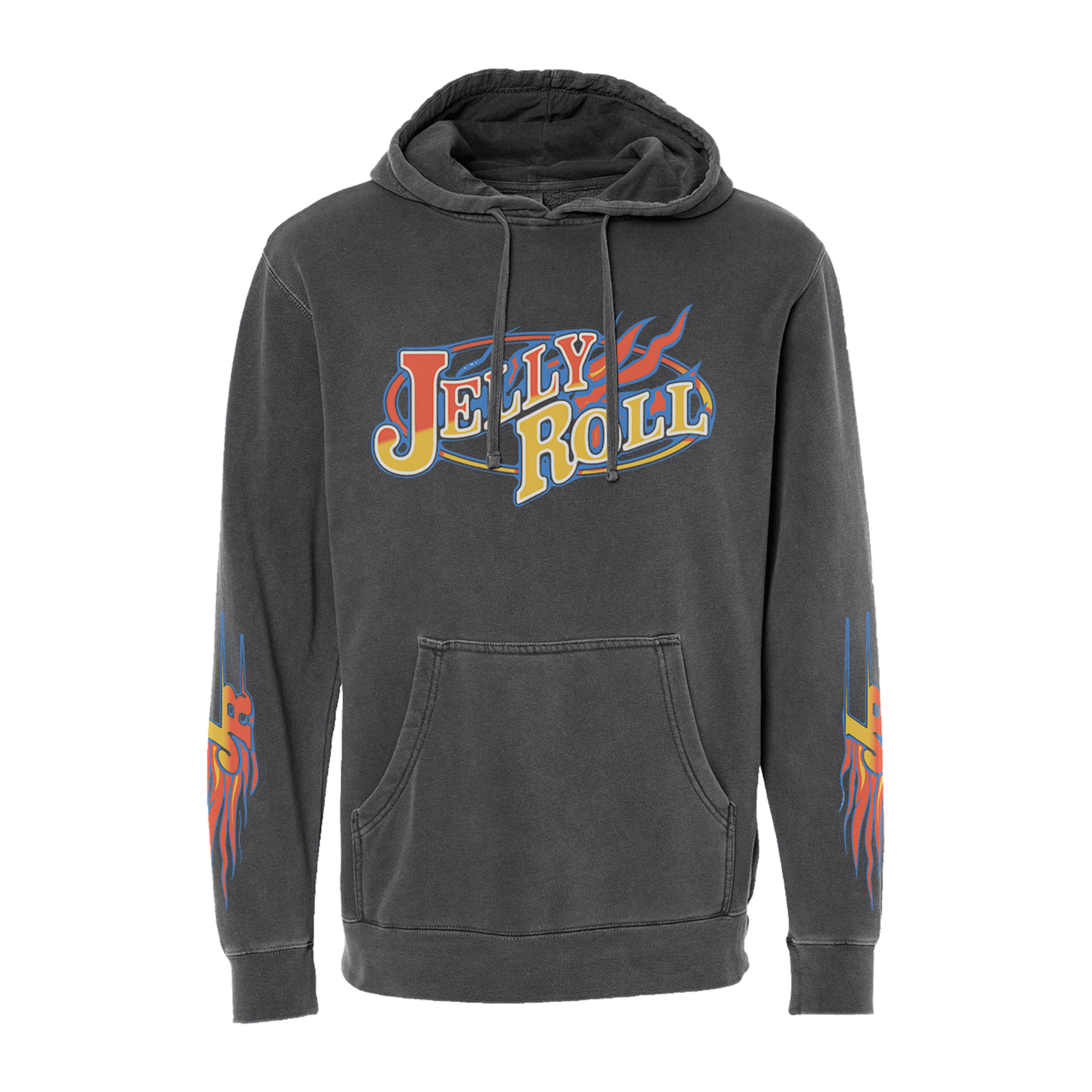Flame Skull Pigment Black Hoodie - Apparel