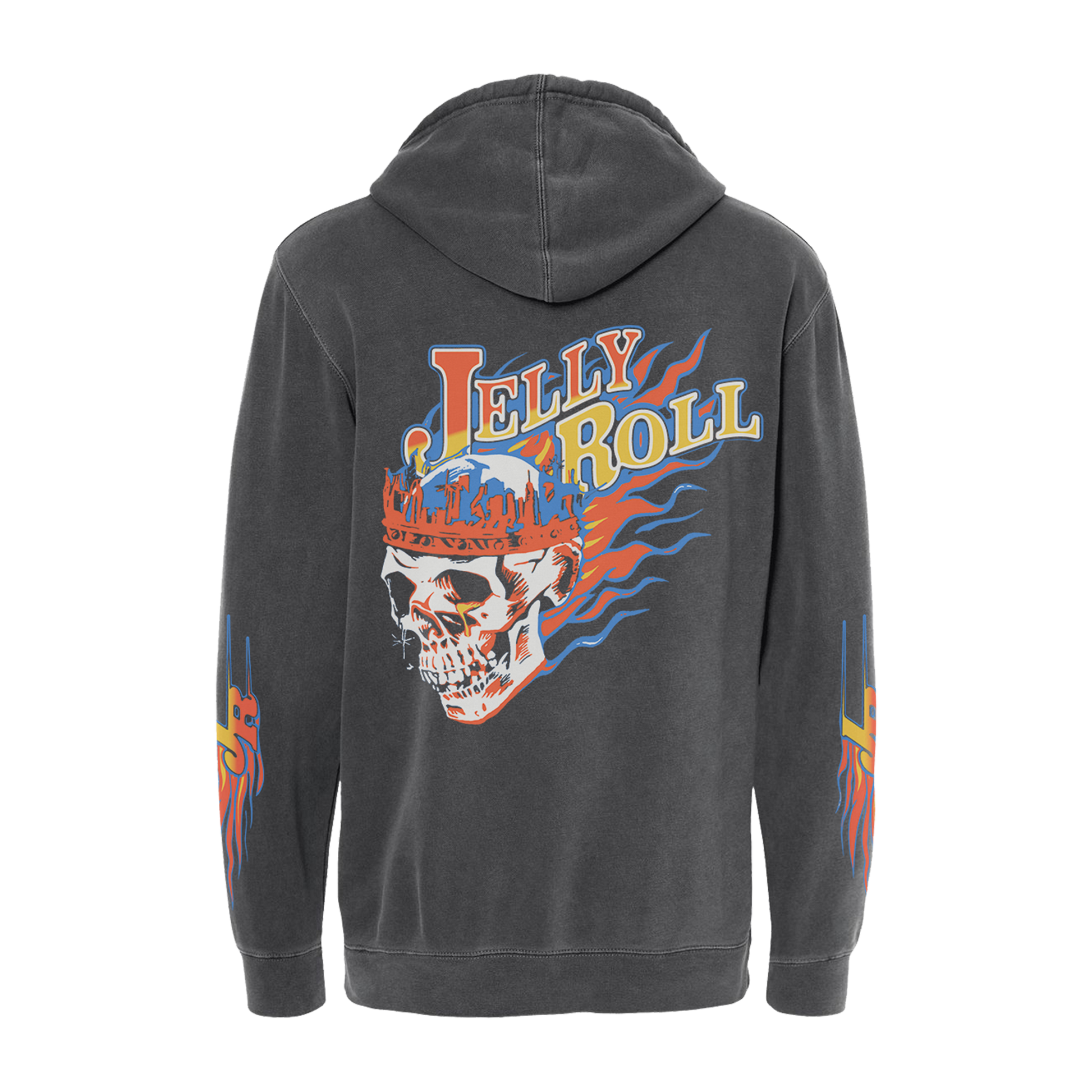 Flame Skull Pigment Black Hoodie - Apparel