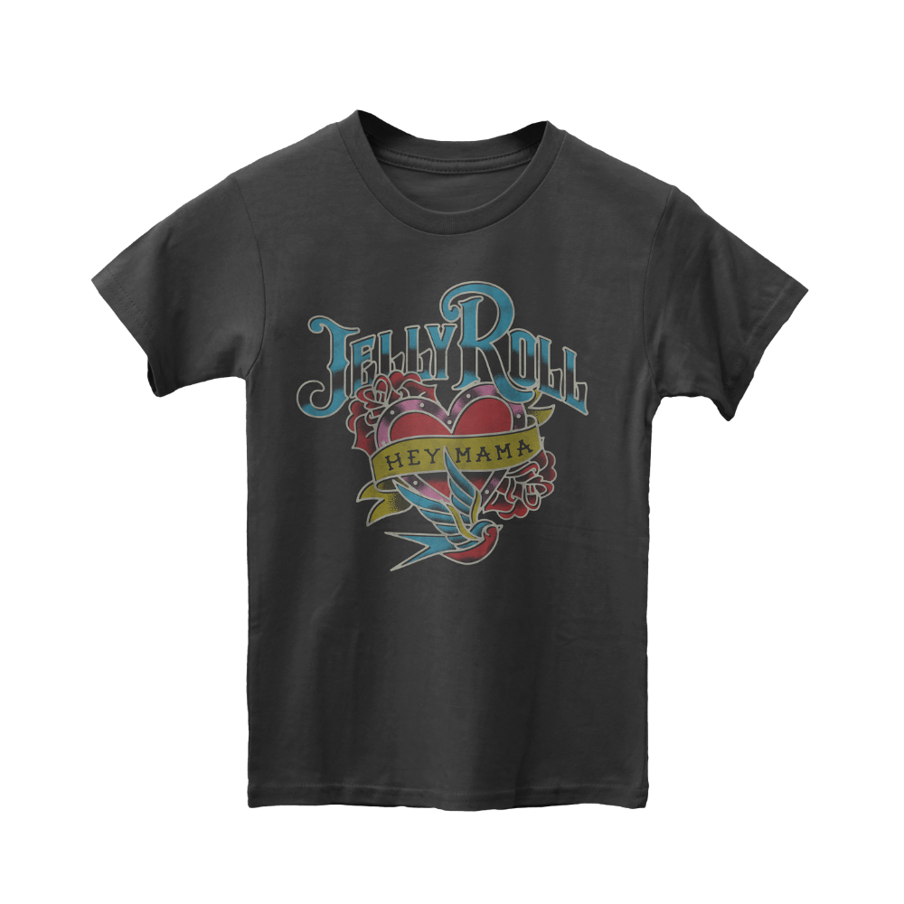 Kids Faded Black Hey Mama T-Shirt