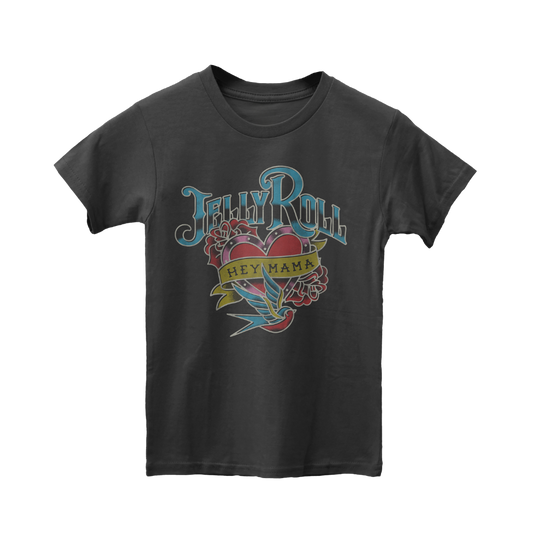 Kids Faded Black Hey Mama T-Shirt