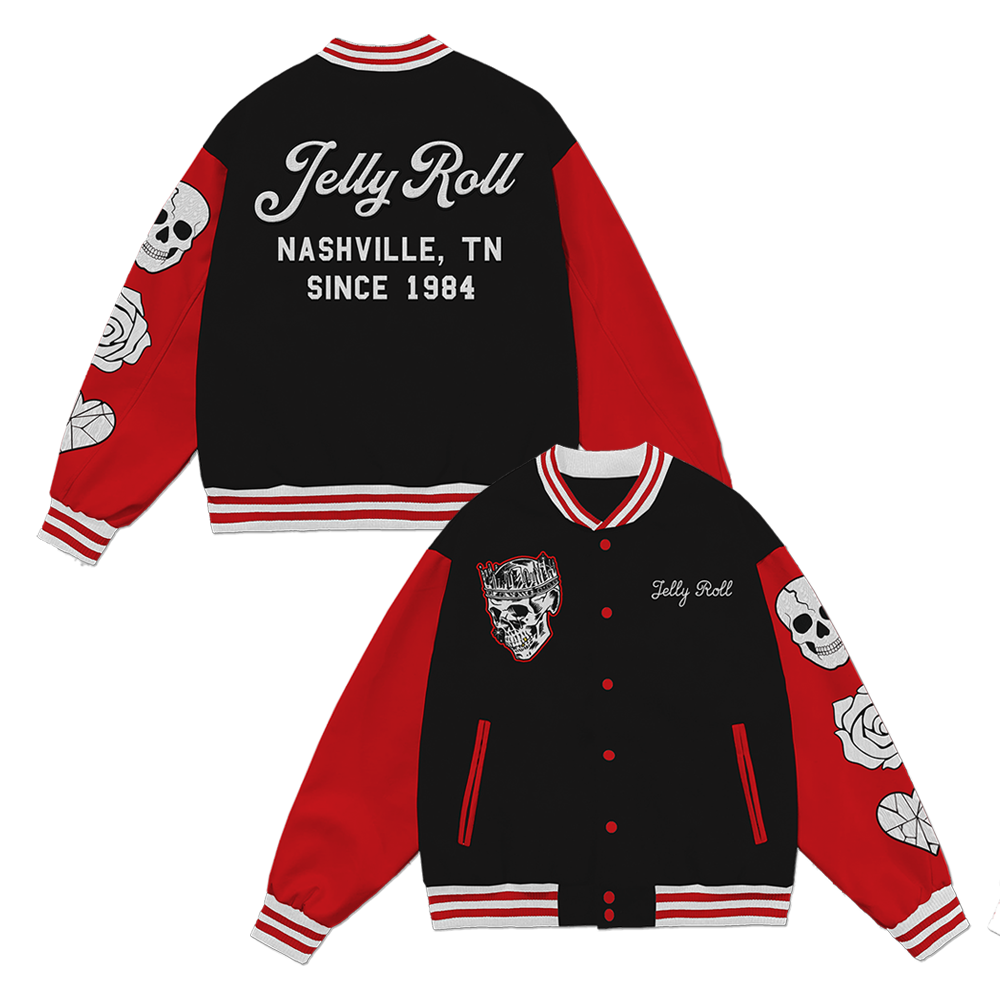Skull Letterman Jacket Jelly Roll Official Store